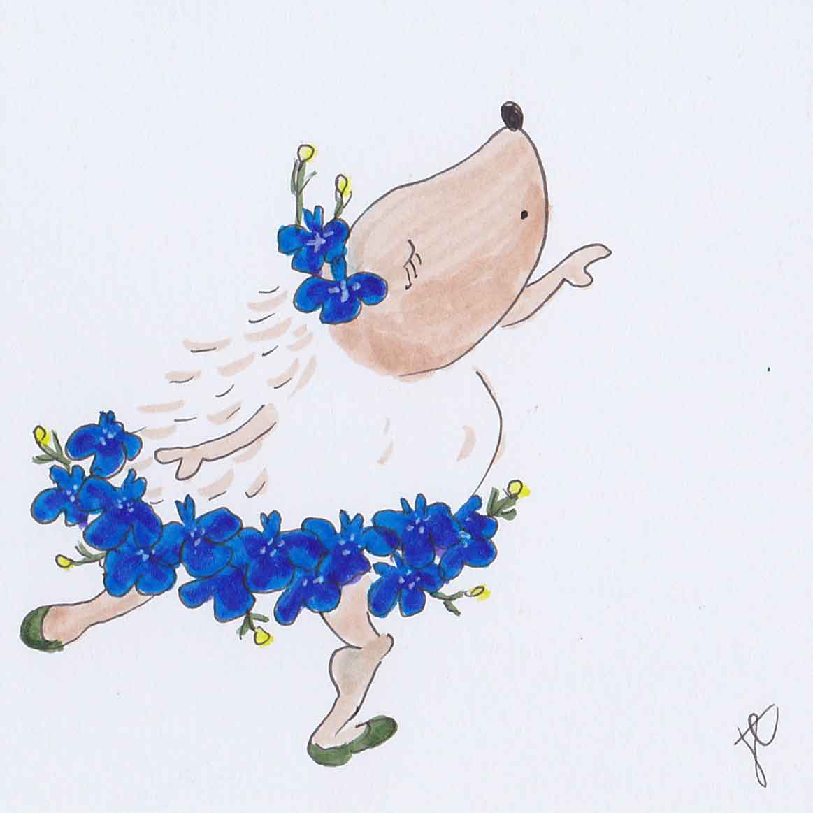 Ballettoons Hedgie in lobelia flower tutu
