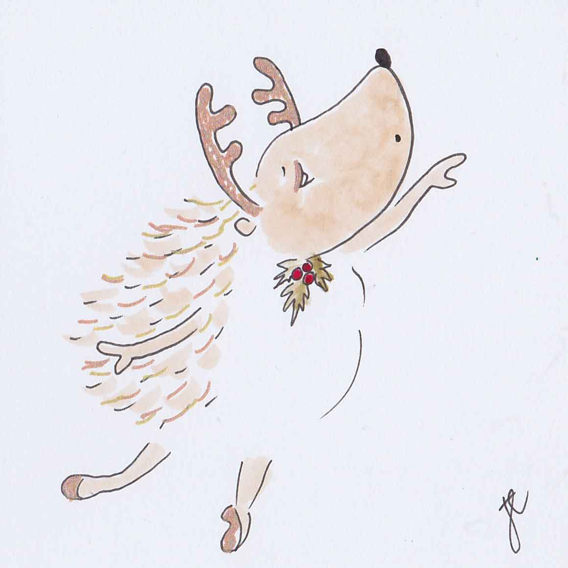 Hedgie reindeer arabesque ballettoons illustration