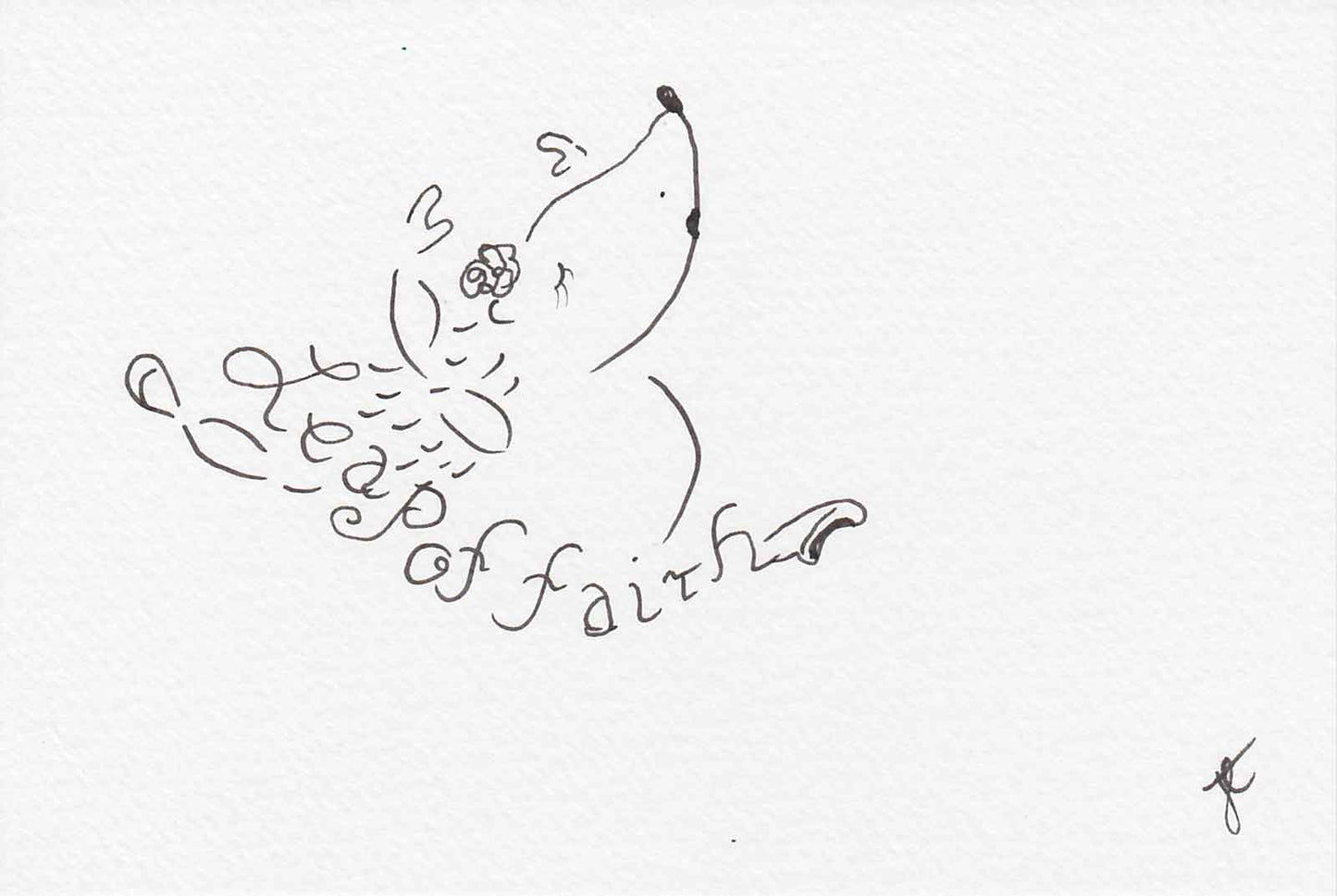 Hedgie leap of faith word play hand lettered ballerina postcard