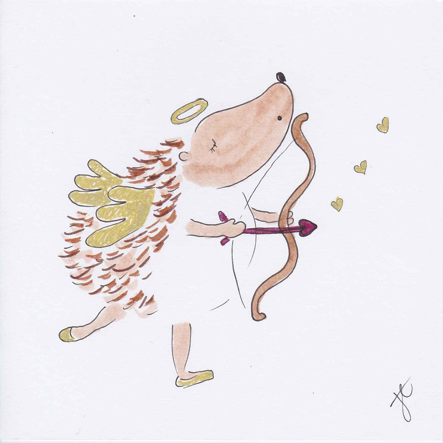 Cupid Hedgie Ballettoons illustrated card