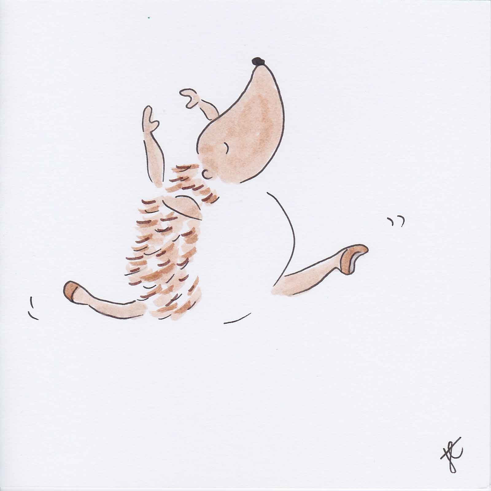 Hedgio Ballettoons illustrated card of jumping hedgehog in ballet shoes