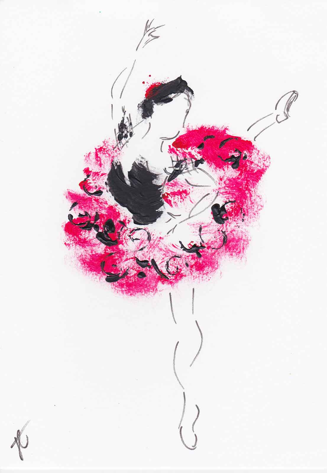 Kitri: mixed media ballerina sketch