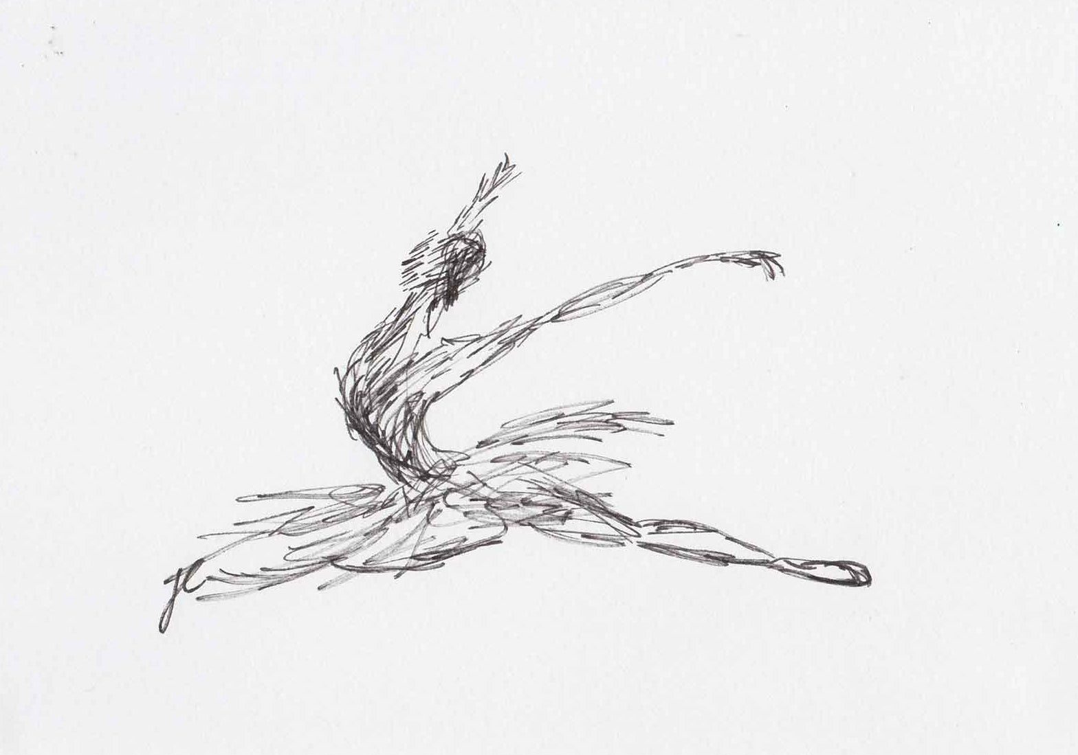 Line drawing of the dying swan ballerina