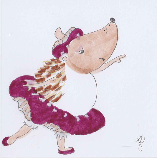 Tutu-shroom: Ballettoons illustrated Hedgie card