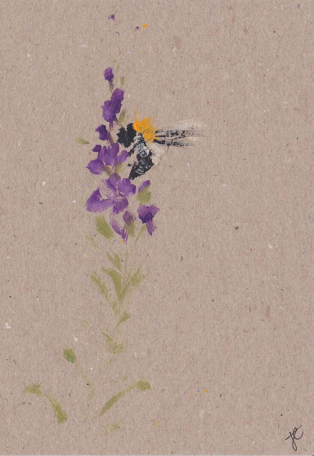 Bee and purple flower card