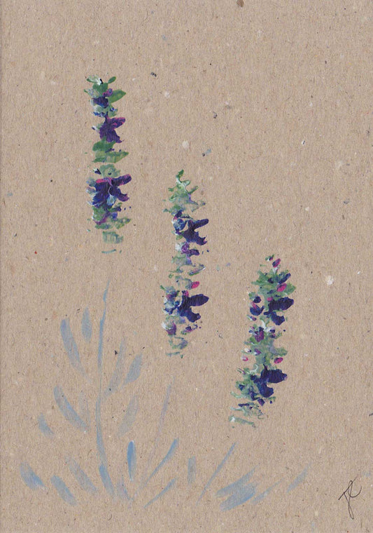 Artistic depiction of lavender flowers on a textured beige background