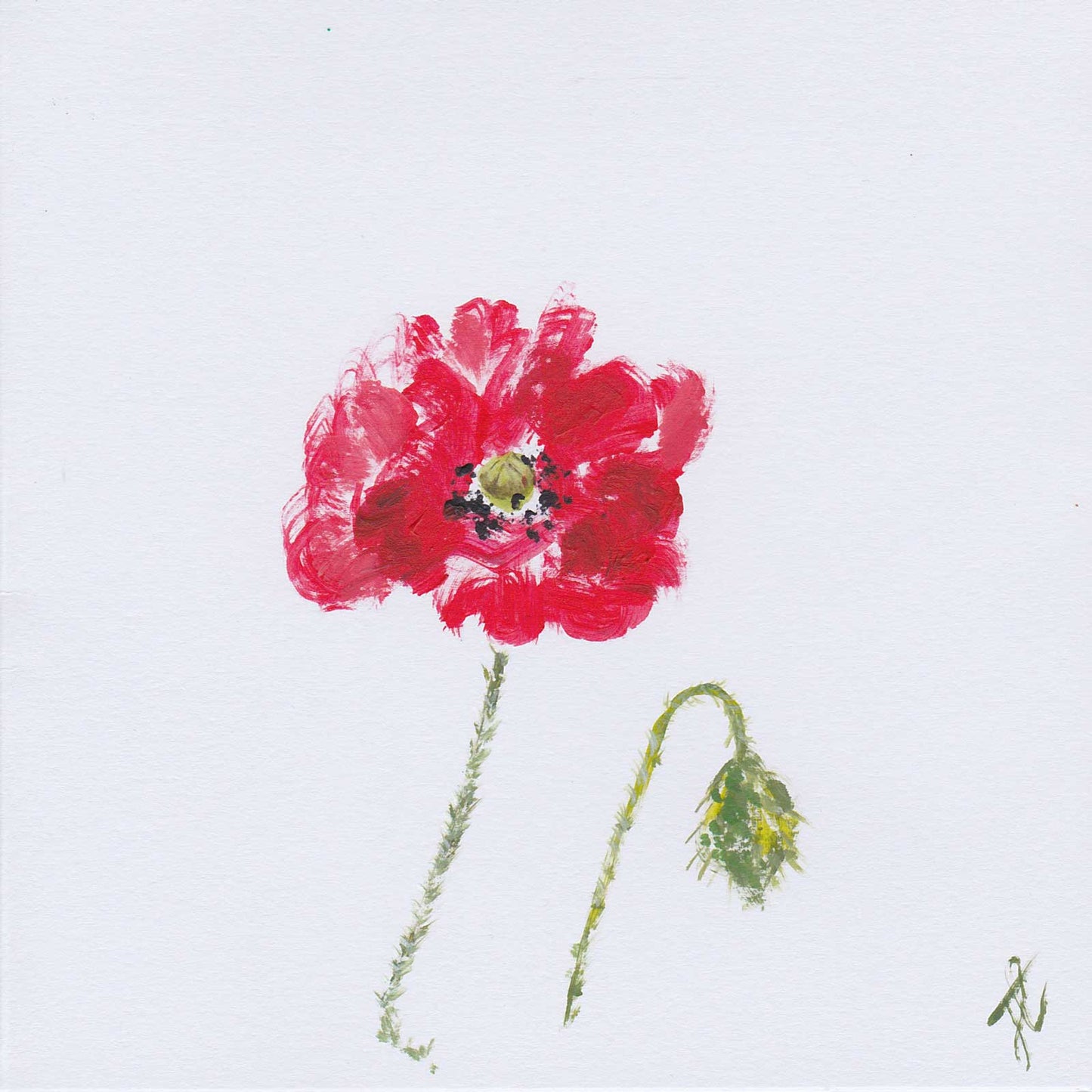 Big sister – hand-painted poppy greetings card