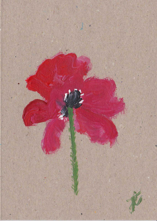 Bursting with joy: Hand-painted red poppy greetings card