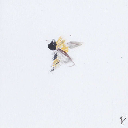 Bee painted by hand on small square card