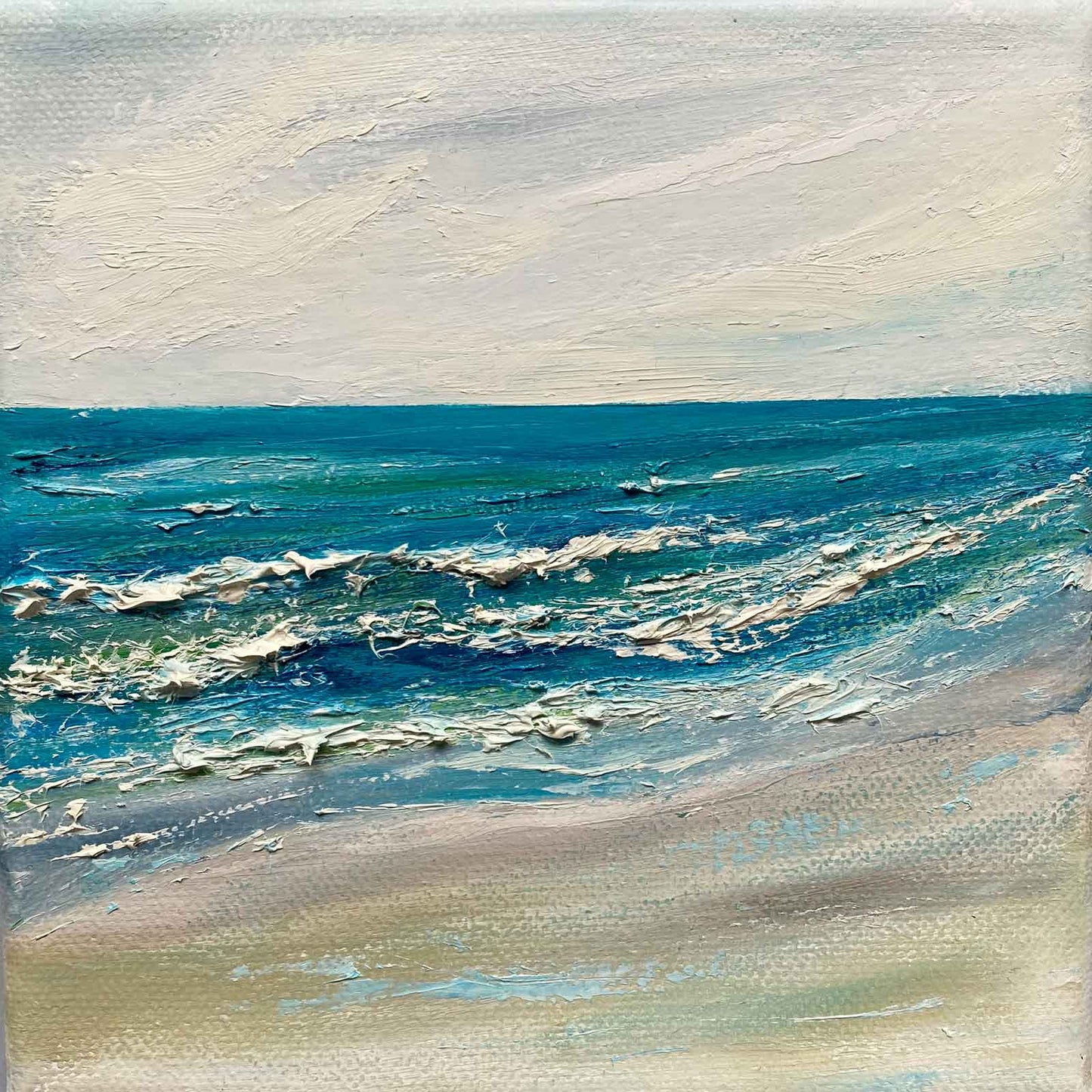 semi abstract textured seascape oil painting