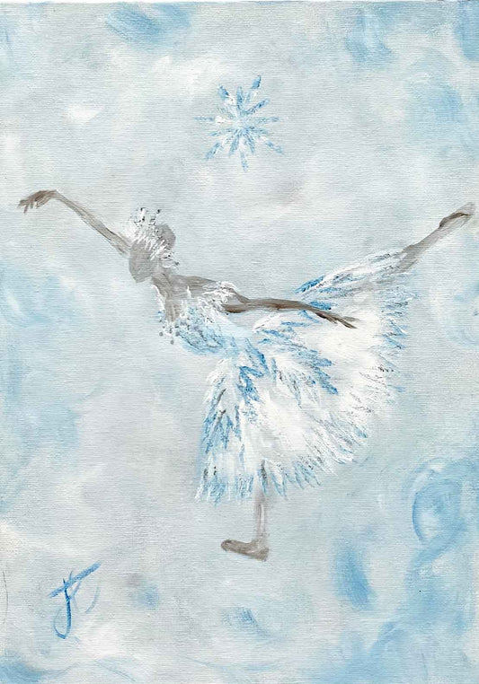 Ballerina painting of figure in snow queen costume