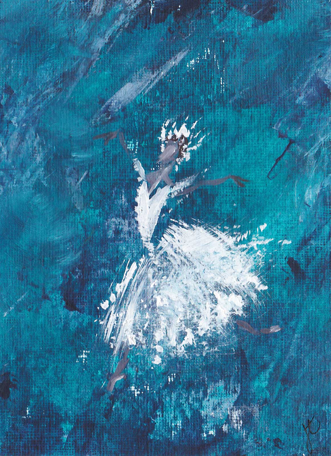 Snowflakes ballerina postcard art