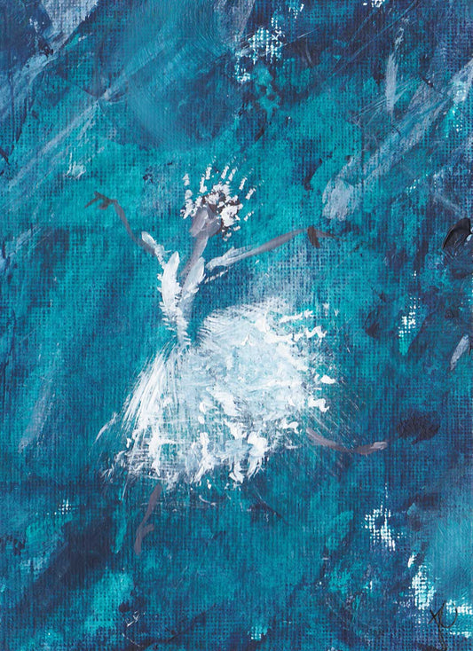 Snowflakes ballerina postcard art