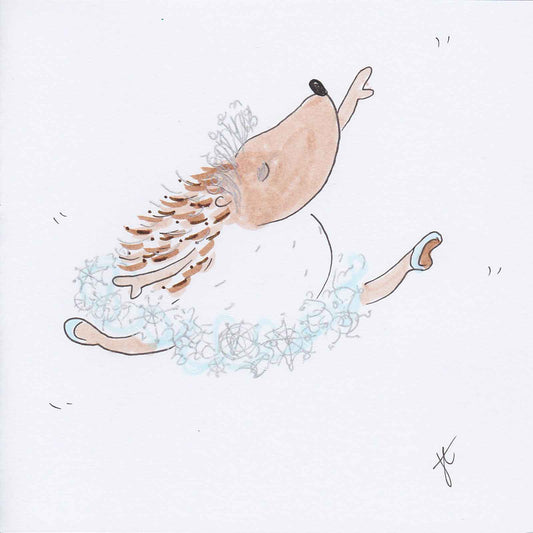 Leaping Hedgie in snowflake tutu and tiara