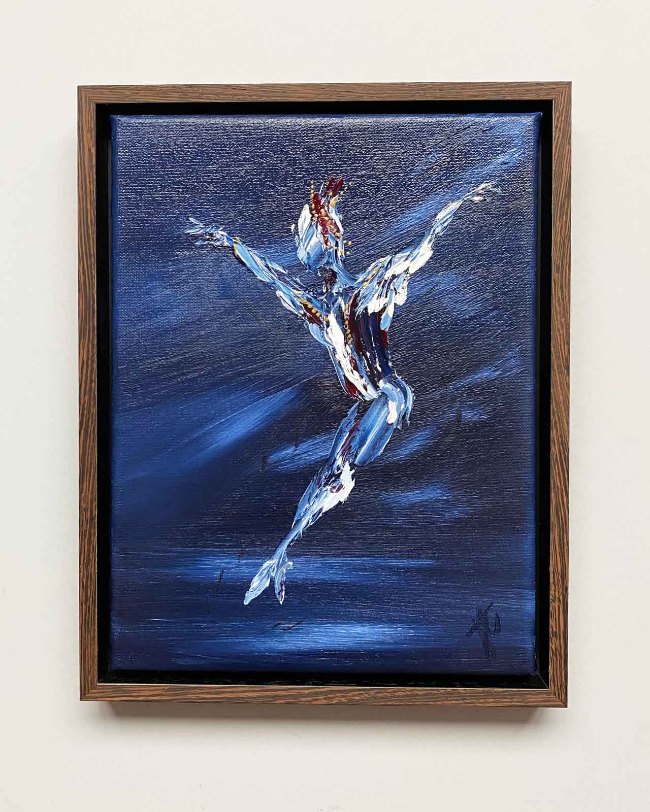 Blue danseur painting framed