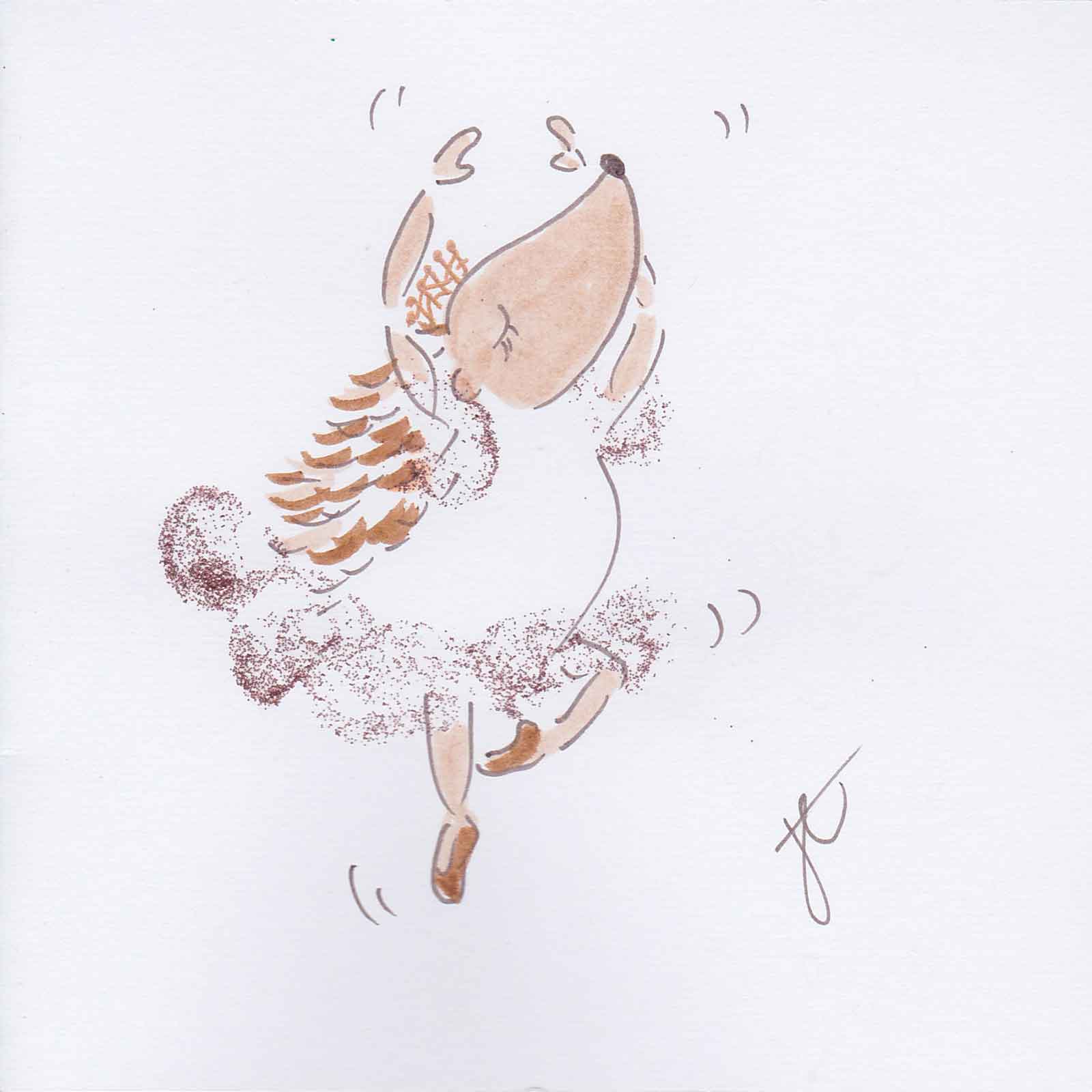 Ballettoons Hedgie in pirouette with pink glitter tutu