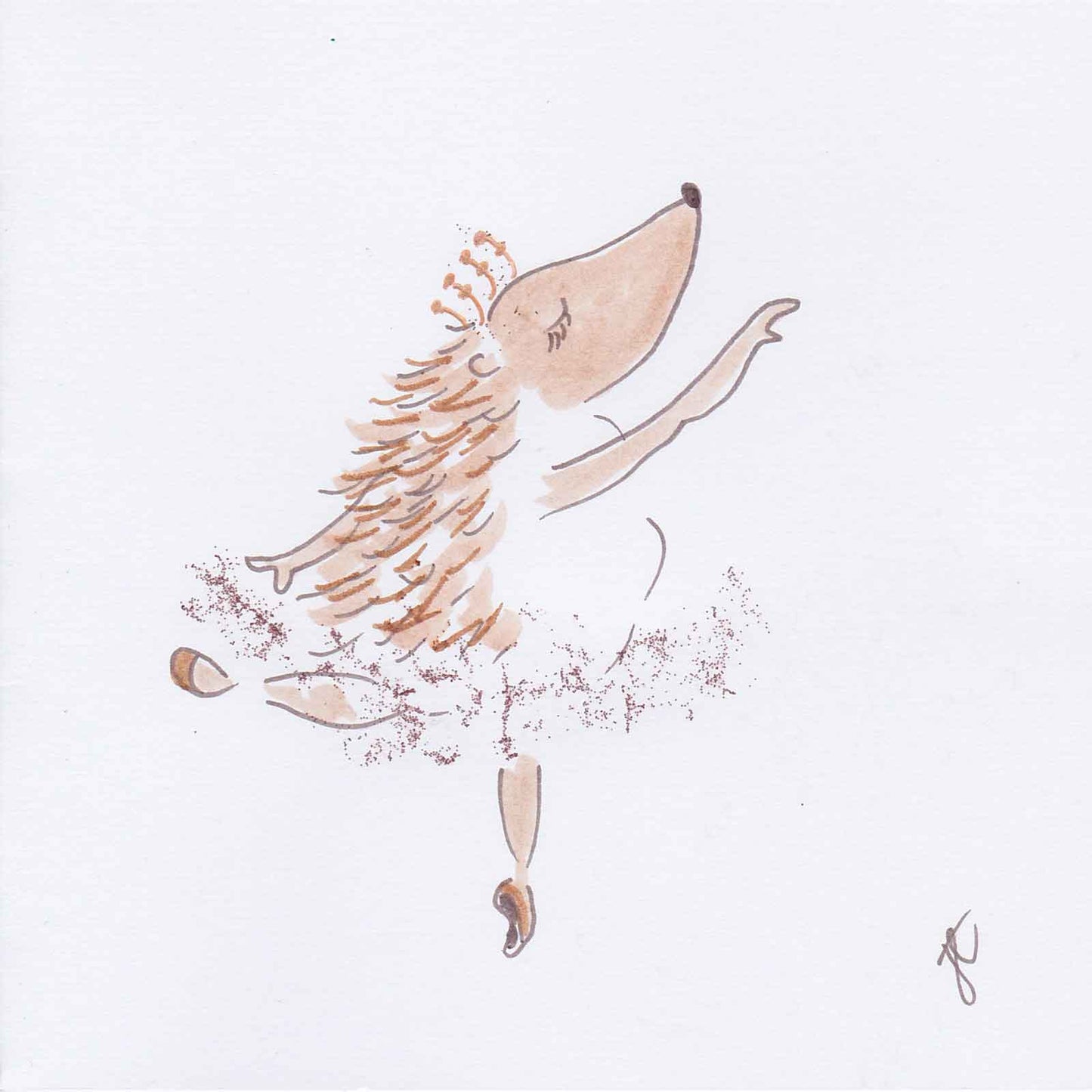 Ballettoons Hedgie in attitude pose with pink glitter tutu