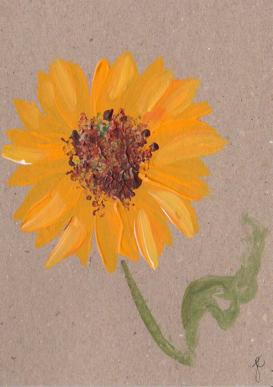 Note card with hand-painted sunflower