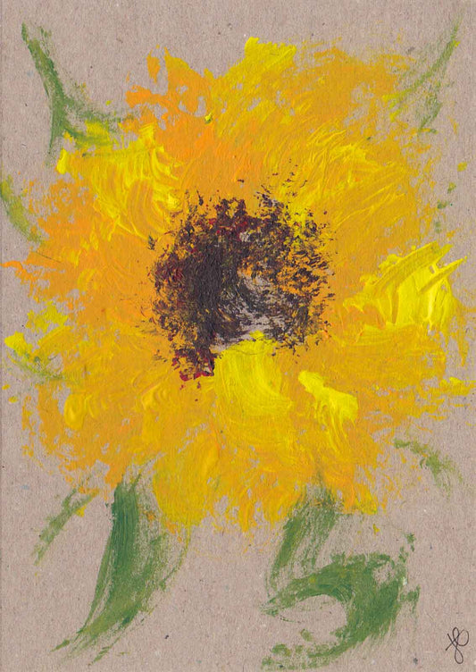 Painted card with sunflower