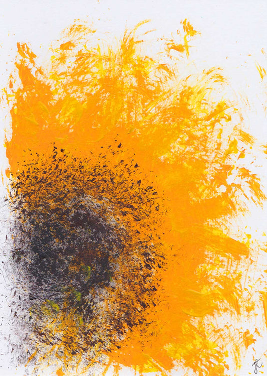Original art greetings card with sunflower painting