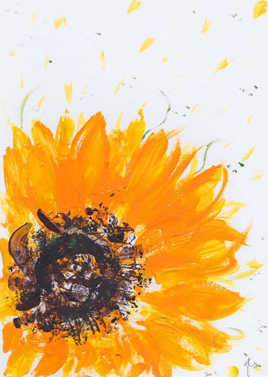 Greetings card with boldly painted sunflower