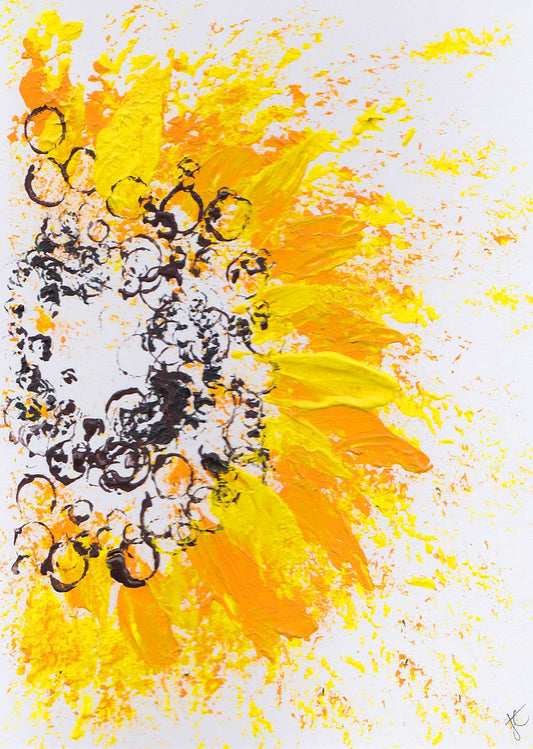 Hand-painted sunflower art greetings card