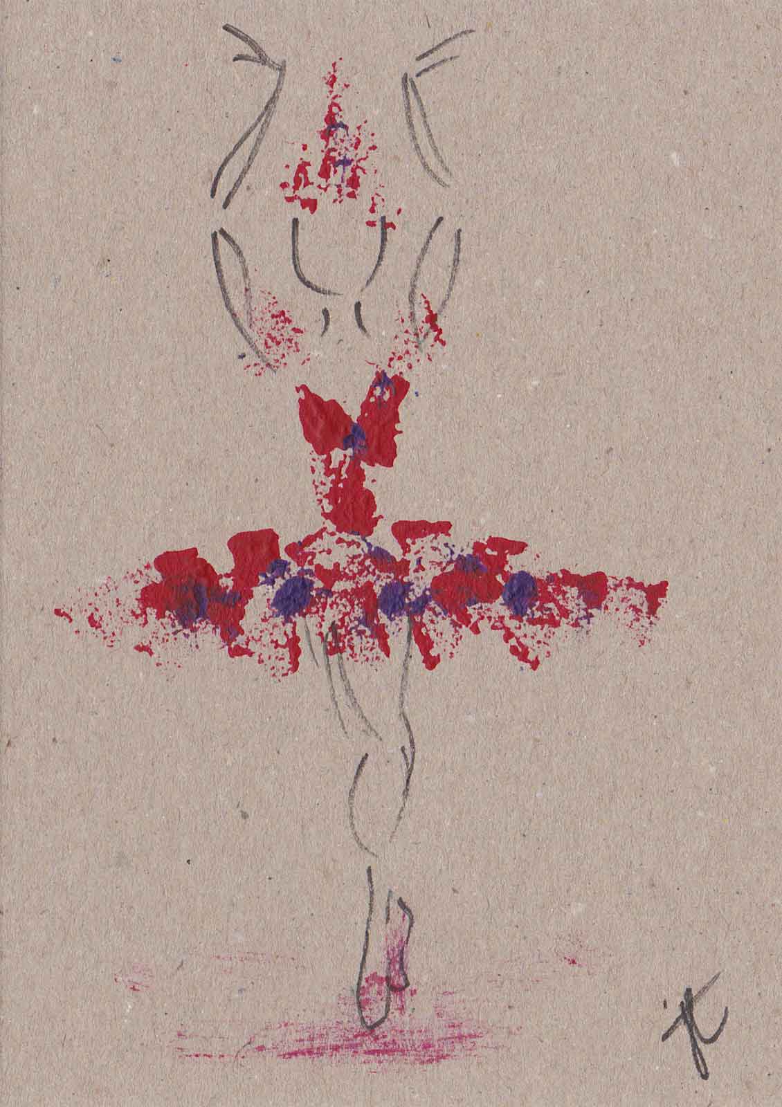 Fire swan – hand-painted ballerina note card