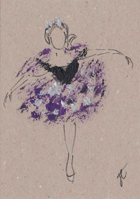 With attitude – hand-painted ballerina note card