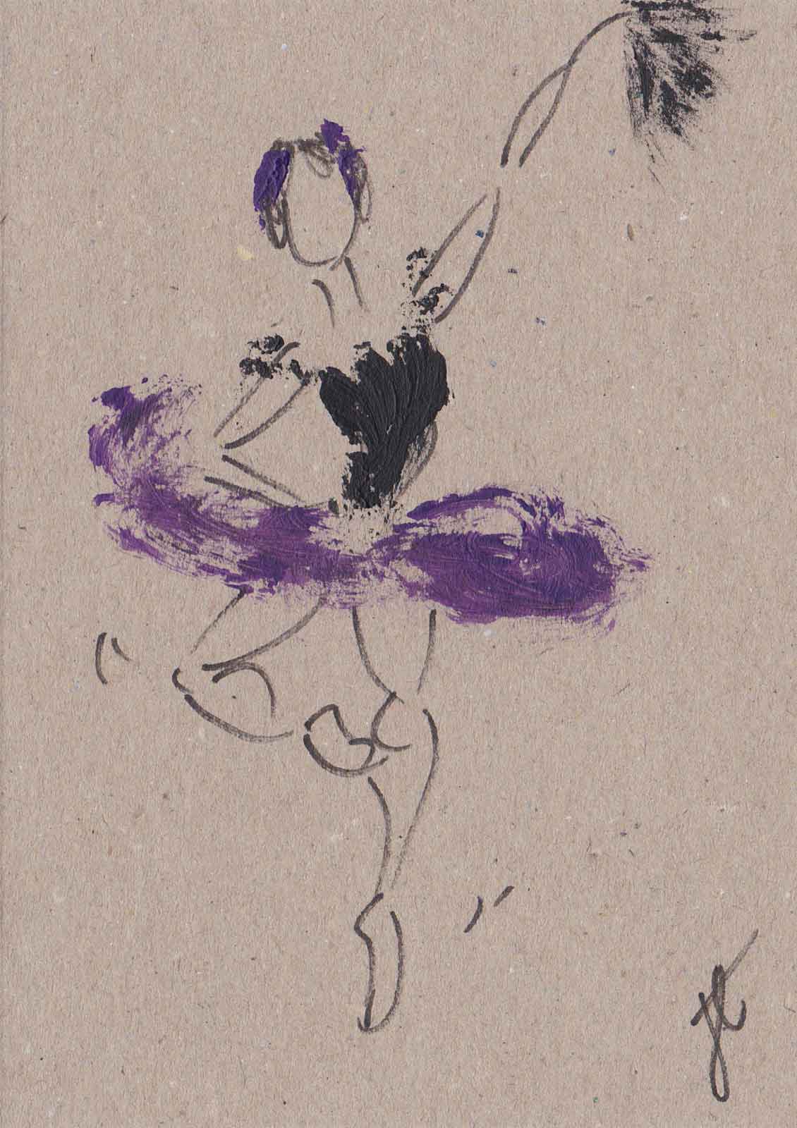 A fan of precision – hand-painted ballerina note card