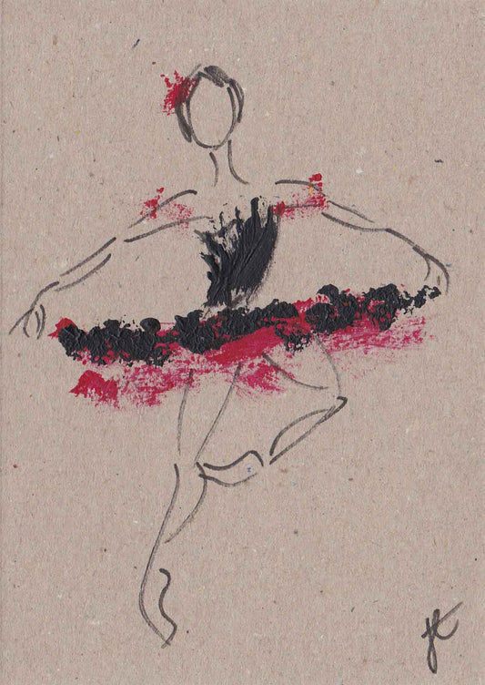 Embellished – hand-painted ballerina note card
