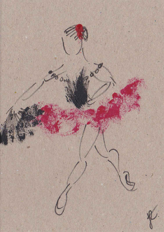 Fan-cy footwork – hand-painted ballerina note card