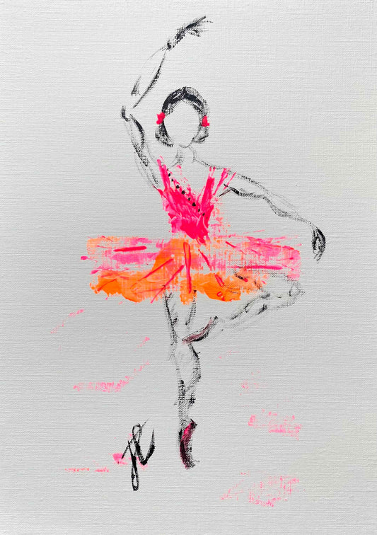 Paint sketch of ballerina in neon tutu