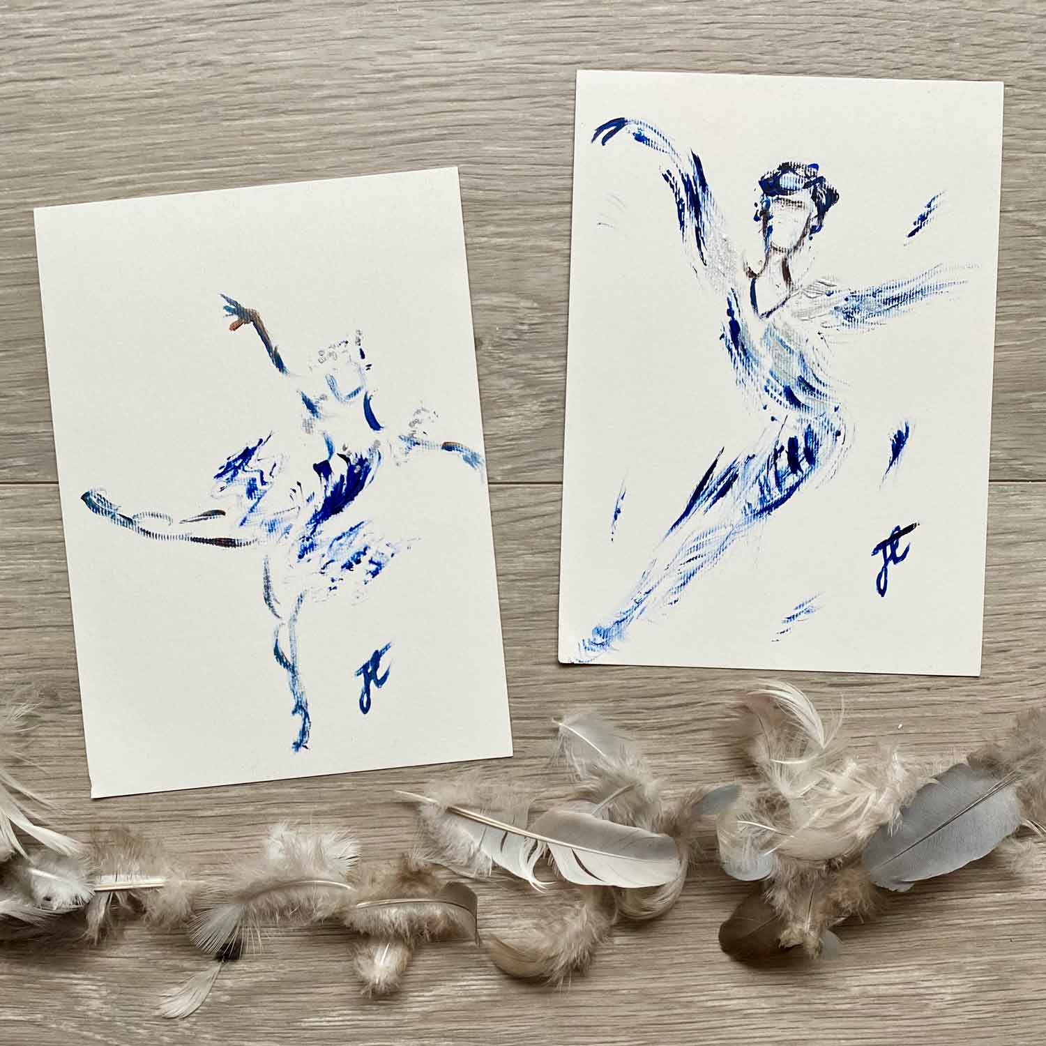 Princess Florine and the Bluebird – set of two paint sketches