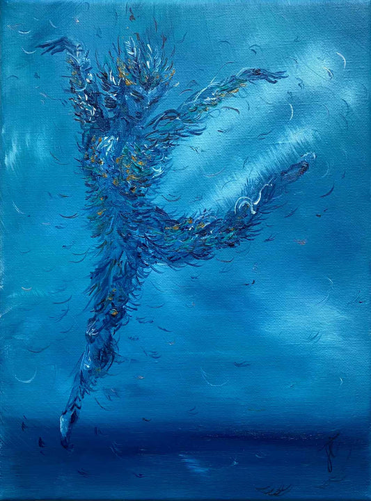 Oil painting of leaping Bluebird danseur