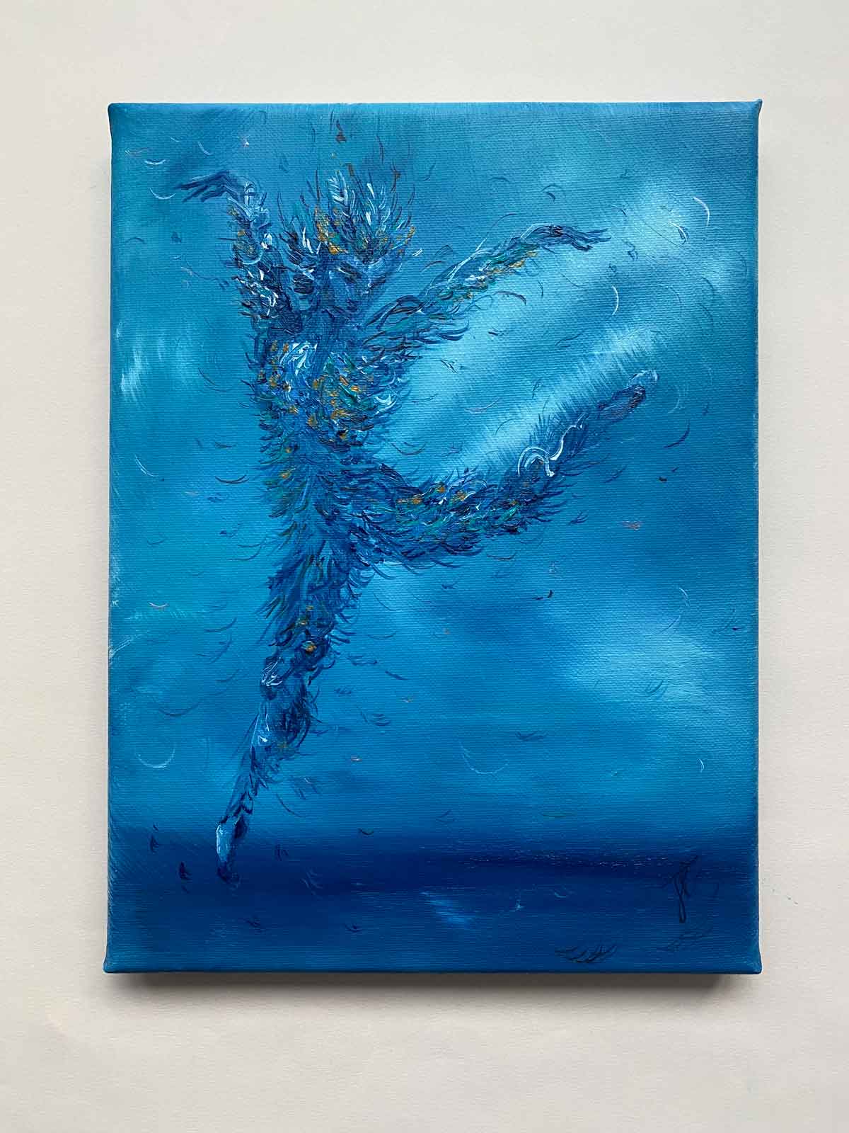 Oil painting of leaping Bluebird danseur