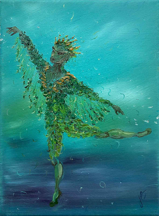 Oil painting of Oberon danseur in green