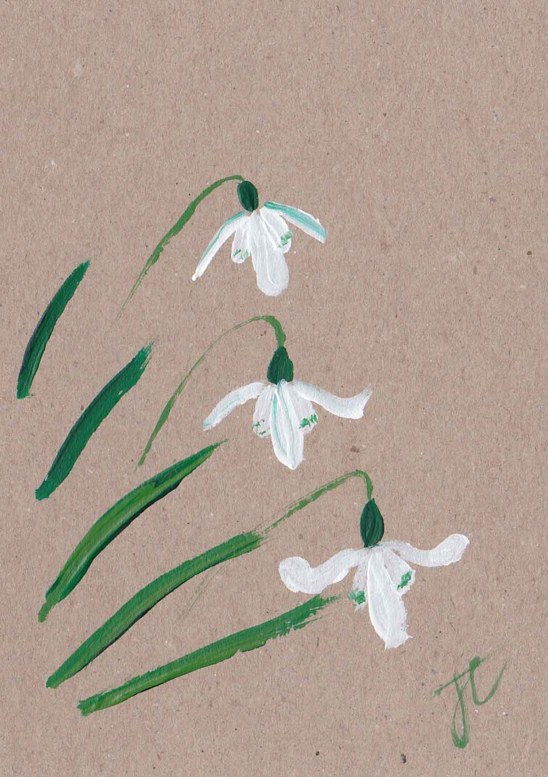 Snowdrops – hand-painted floral note card