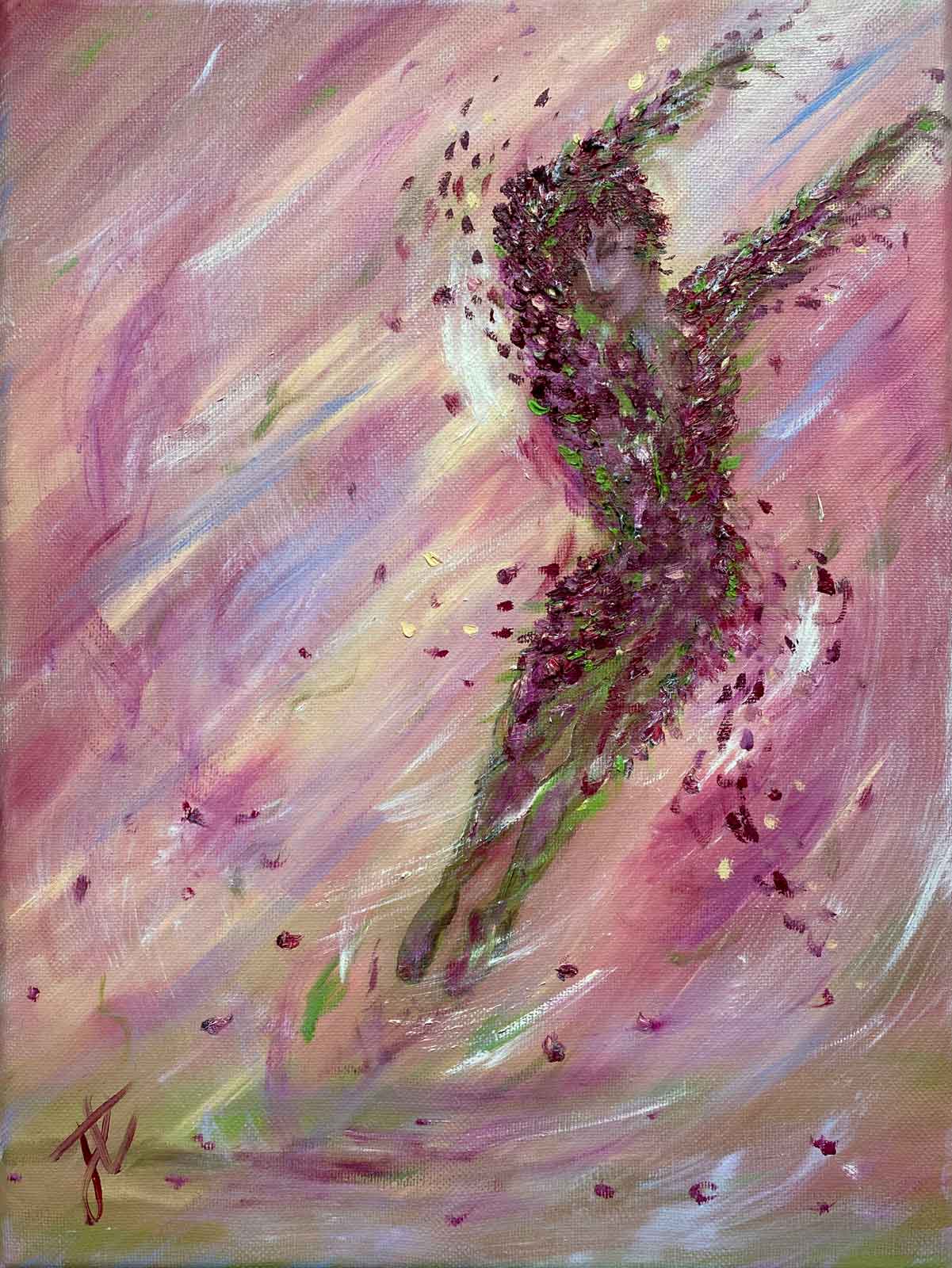 Oil painting of leaping Spectre danseur